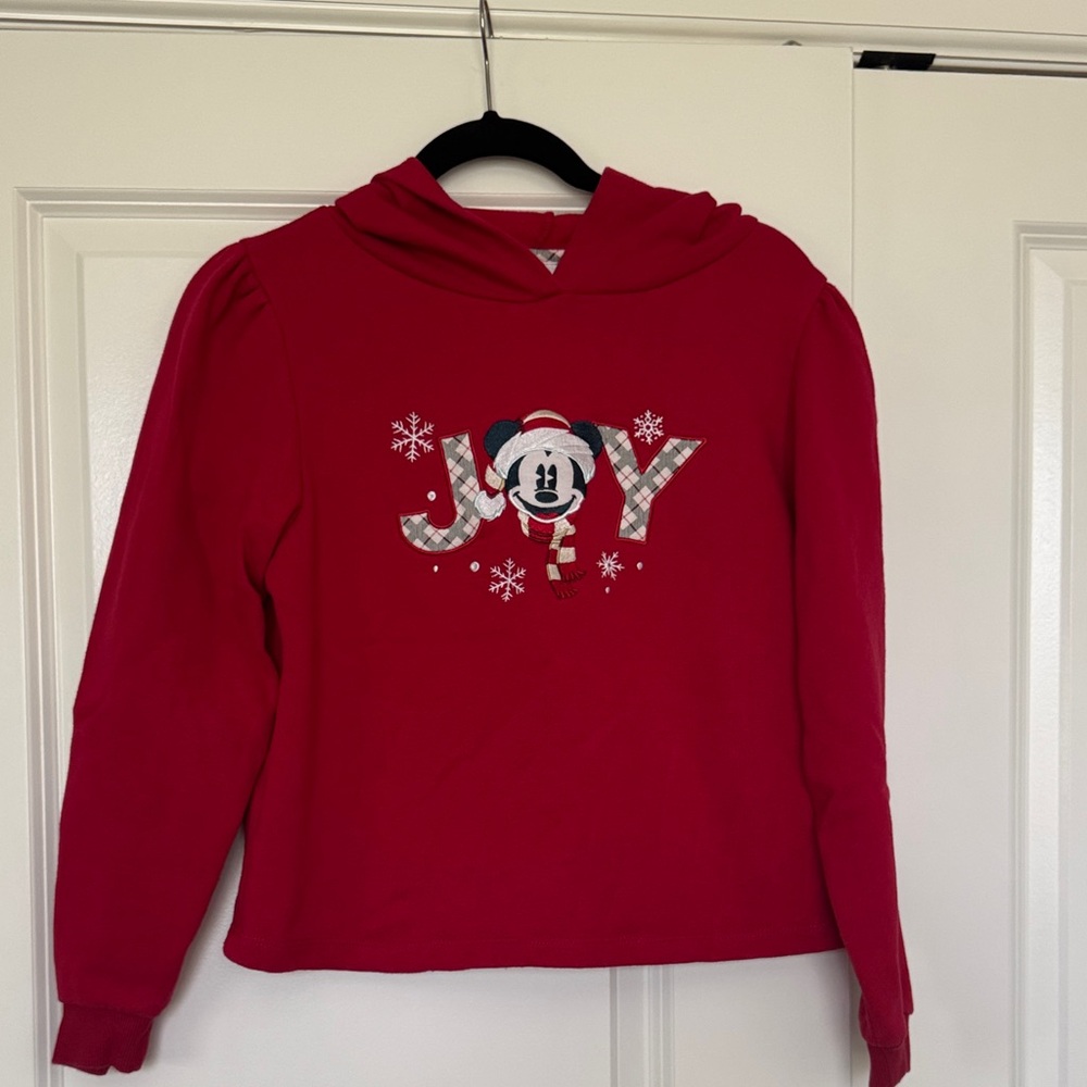 Disney Mickey Mouse Christmas JOY Red Hoodie Women’s Small Holiday Sweatshirt